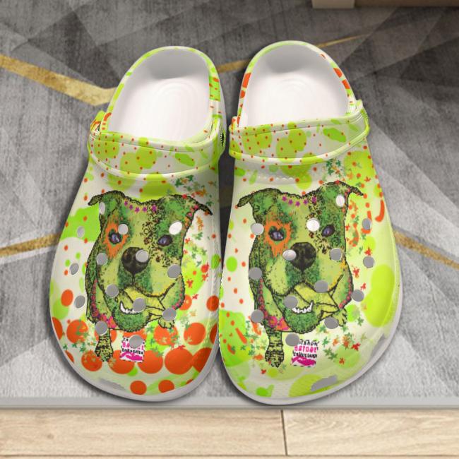 Preview: Clogs mit Hundemotiv Cindy - Gartenschuhe, Gummischuhe, bunt, Unisex, Grösse 36-43, Mischling, Mix, Englische Bulldogge, Bully